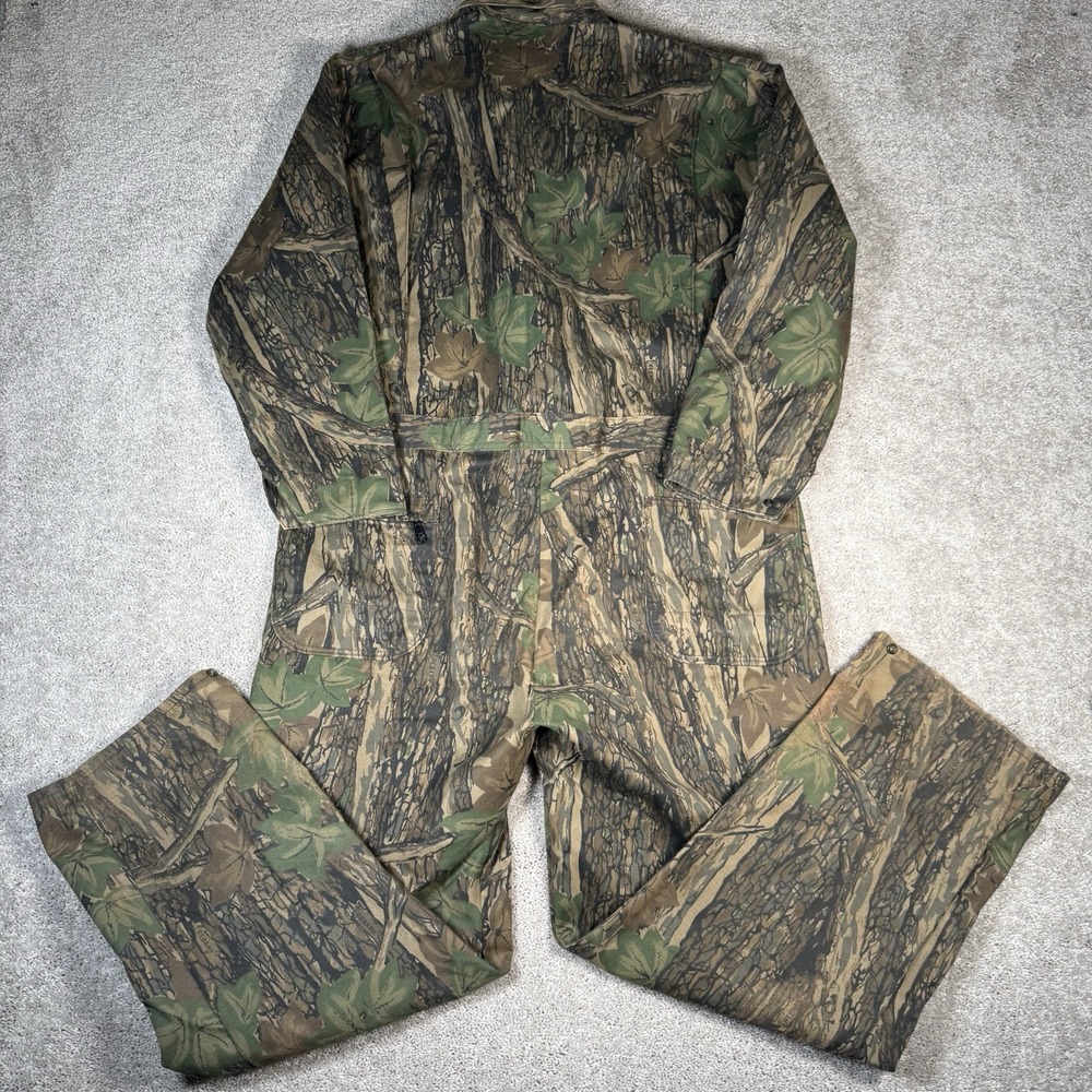 Vintage Deer River Coveralls Men's XL Camo TREBARK Hunting Outdoors USA 90s - Picture 14 of 15